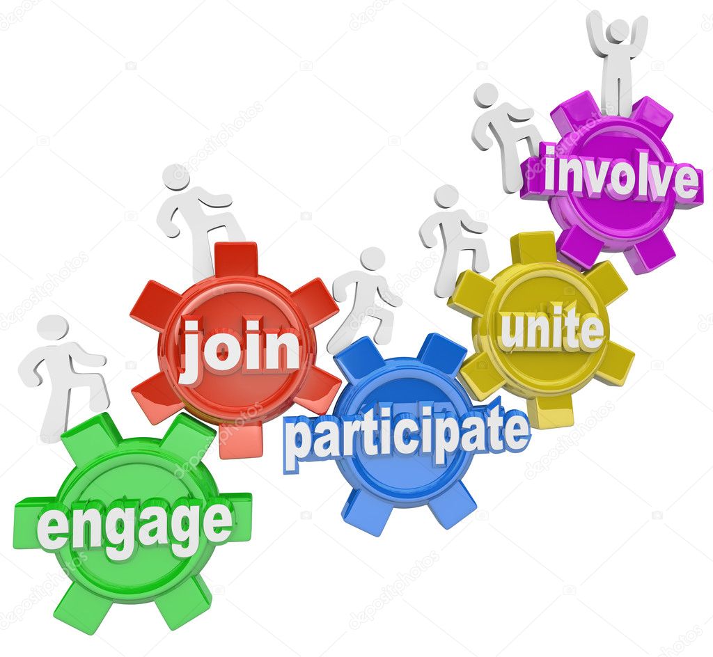 Participate People Climbing Gears Join Engage Involve