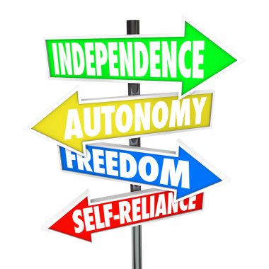 Bağımsızlık yol işareti okları özerklik özgürlük özgüven