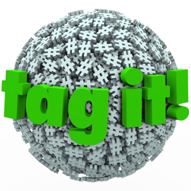 Tag It Words Hash Tag Sphere Ball Hashtags clipart