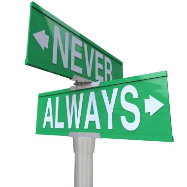 Always Vs Never 2 Two Way Street Road Signs clipart