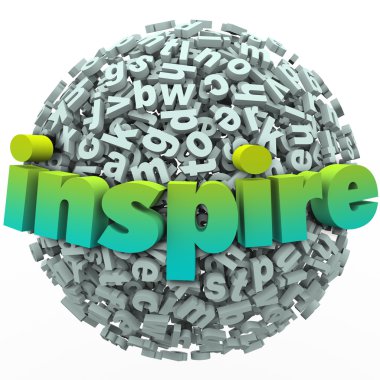 Inspire Word 3D Letter Sphere Ball Motivational Education clipart