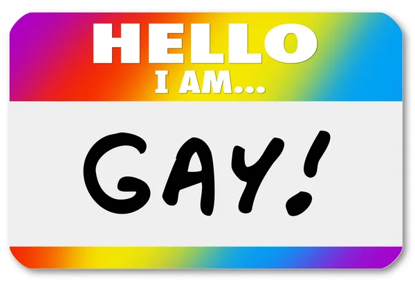 Namnet tag Hej jag är gay homosexuell kommer ut — Stockfoto