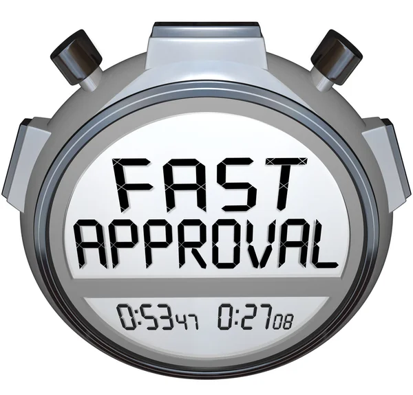 Fast Approval Words Stopwatch Timer Approved Loan Mortgage Credi — Stock Photo, Image