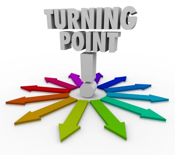 Turning Point Colorful Arrows Important Paths — Stock Photo, Image