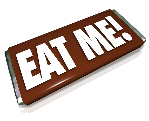 Eat Me Candy Bar Wrapper Offensive Insult Phrase — Stock Photo, Image