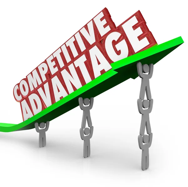 Competitive Advantage Team Lifting Words Arrow — Stock Photo, Image