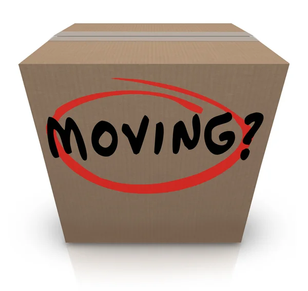 Moving Word Cardboard Box Changing Location Help Support — Stock Photo, Image