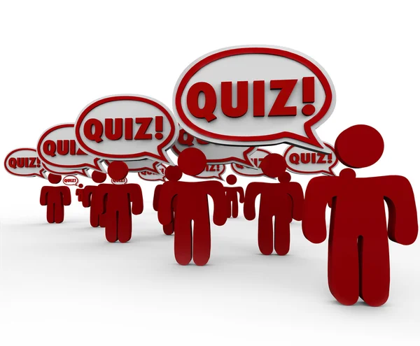 Quiz People in Class Speech Bubbles Test Exam — Stock Photo, Image