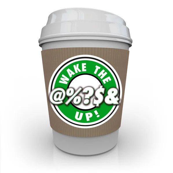 Wake Up Coffee Cup Raise Awareness Alert — Stock Photo, Image