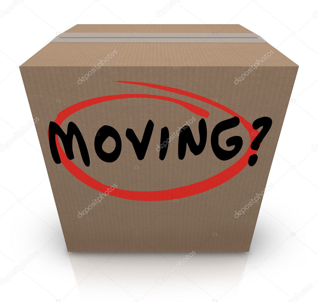 Moving Word Cardboard Box Changing Location Help Support