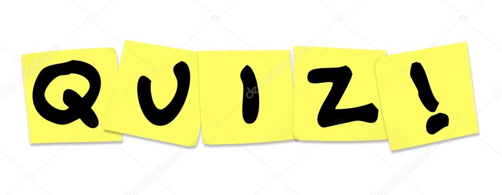 Quiz Word on Yellow Sticky Notes Test Exam