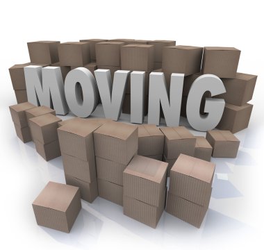Moving Word Cardboard Boxes Relocation Packed to Go clipart