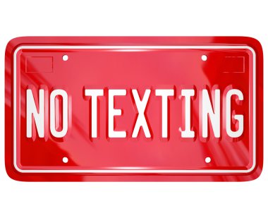 No Texting License Plate Warning Danger Text Message clipart