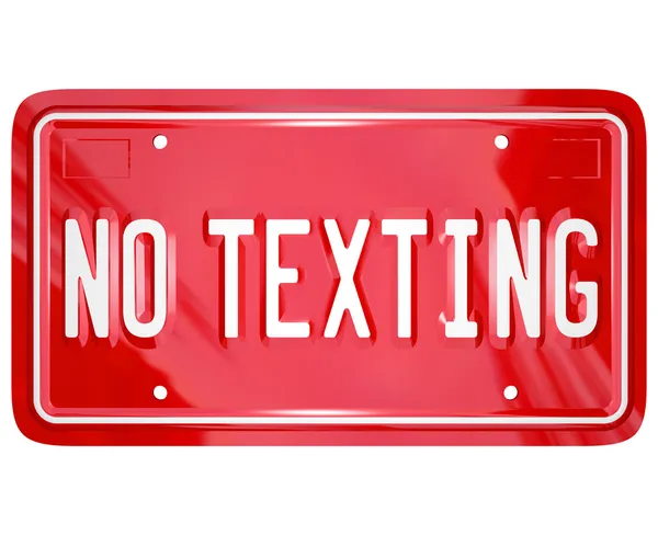 No Texting License Plate Warning Danger Text Message — Stock Photo, Image