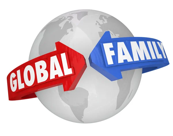 Global Family Words Around Planet Earth Objetivos comuns da comunidade — Fotografia de Stock