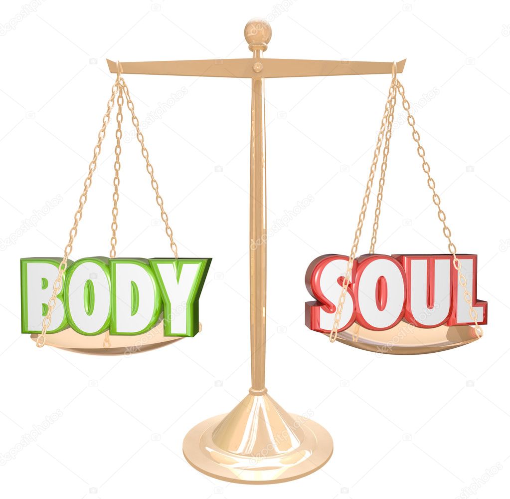 Body and Soul Words Scale Balance Weighing Total Health