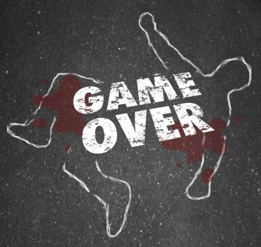 Game Over Body Chalk Outline Dead Person clipart