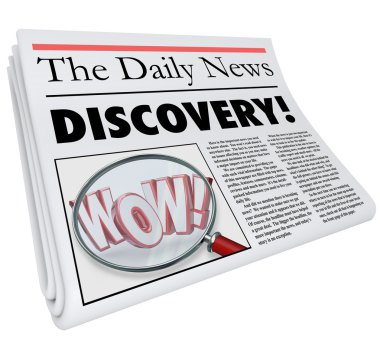 Discovery Newspaper Headline Announcing Surprising News clipart