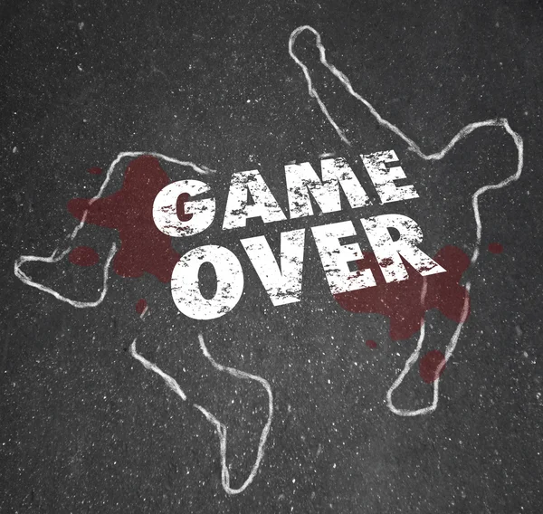 Game Over Body Chalk Outline Dead Person — Stock Photo, Image