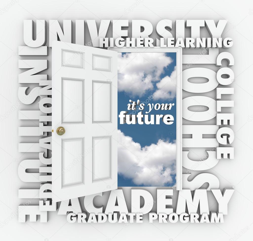 University College Words Open Door To Your Future Stock