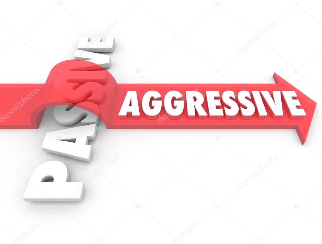 Aggressive Arrow Over Word Passive Action Vs Inaction Attitude Stock Photo  by ©iqoncept 34184463