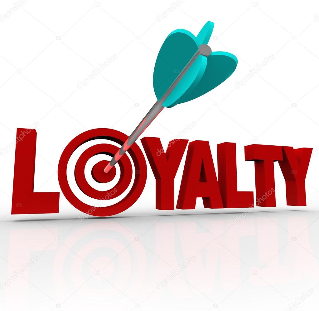 Loyalty Arrow in 3D Word Customer Reputation