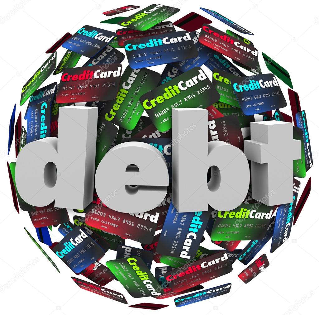 Debt Word Credit Card Ball Bankrupt Money Problem