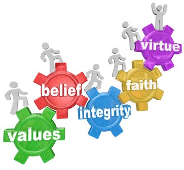 Gears Going Up Values Belief Integrity Faith Virtue clipart