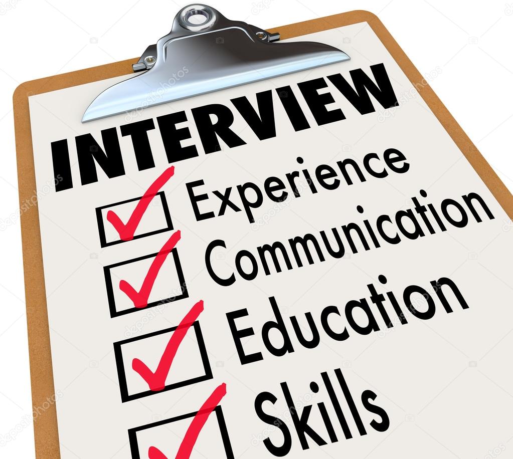 Interview Checklist Job Candidate Requirements