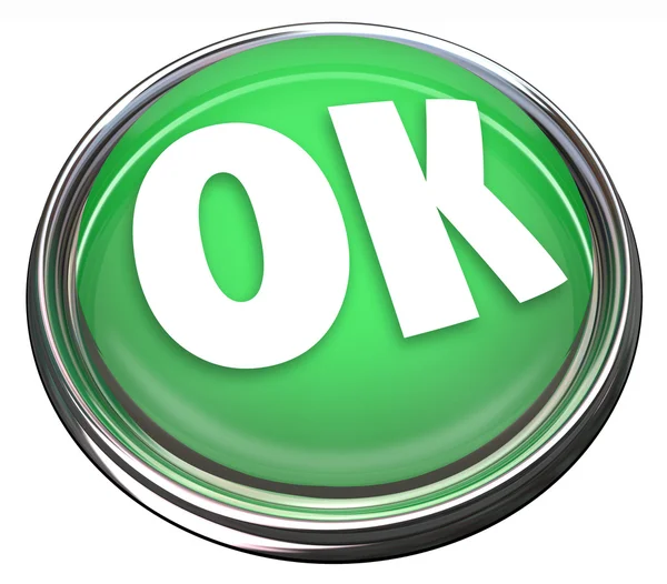 OK groene ronde knop oke goedkeuring aanvaarding — Stockfoto