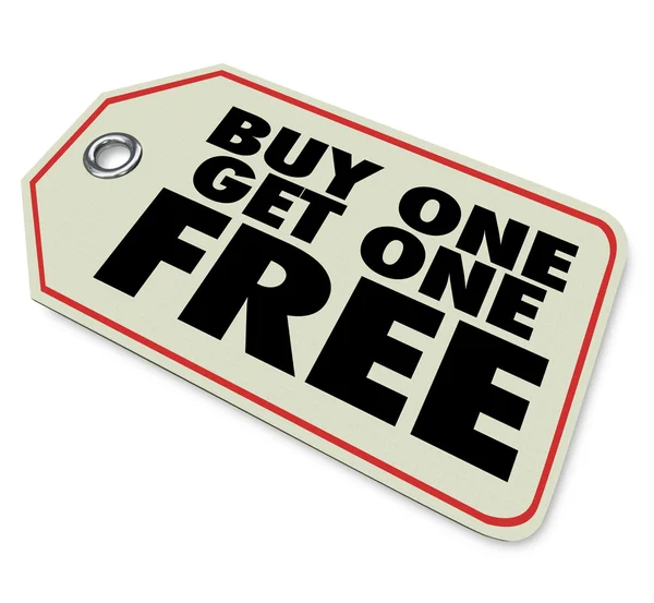 Bir get ücretsiz fiyat etiketi Satılık özel promosyon satın — Stok fotoğraf
