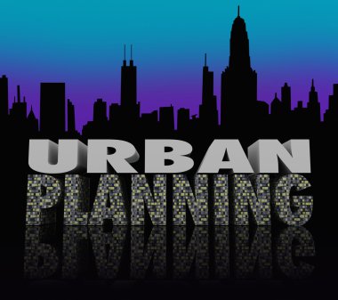 Urban Planning Night City Scape Skyline Words clipart