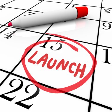 Launch Word Circled Calendar Debut New Product clipart