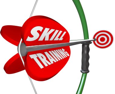 Skill Training Words Bow Arrow Target Learn Expertise clipart
