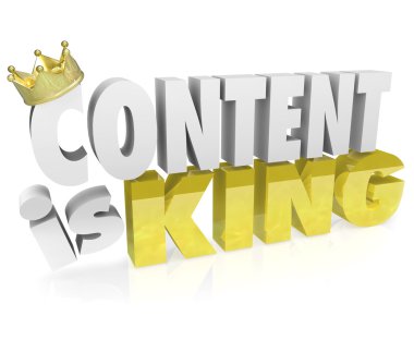 Content is King Quote Saying 3D Letters Crown Online Value clipart