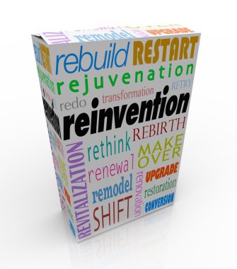 Reinvention Product Package Box Renew Refresh Revitalize clipart