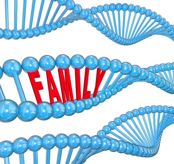 Family Word DNA Strand Biology Hereditary Traits — Stock Photo, Image