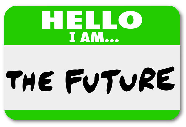 Hello I am the Future Nametag Sticker Change