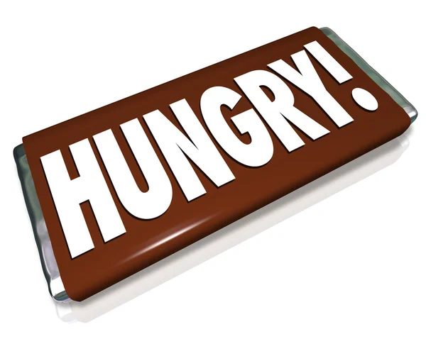 Hungry Word Chocolate Candy Bar Wrapper Fome — Fotografia de Stock