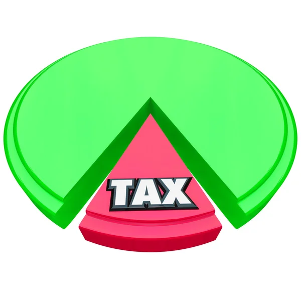 Диаграмма налогового пирога Проценты исчисления налогов на акции — стоковое фото