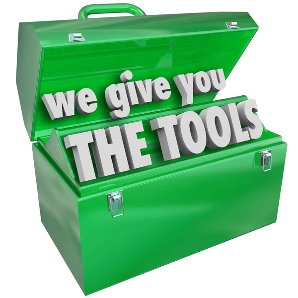 Le damos el servicio de herramientas de habilidades valiosas caja de herramientas — Foto de Stock