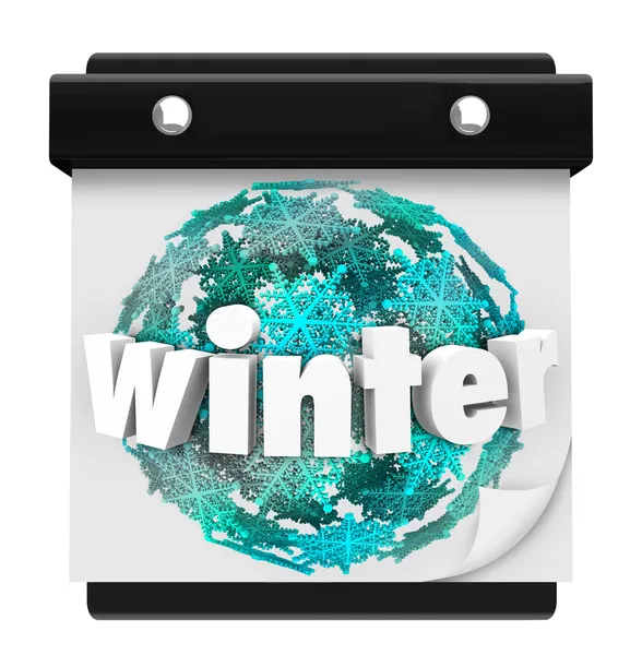 Vinter snöflinga bakgrund kalendersida starta säsongen — Stockfoto