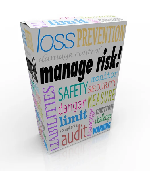 Manage Risk Package Box Security Safety Limit Liability Loss — Stock Photo, Image