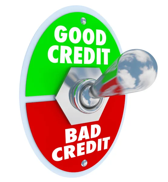 Good Vs Bad Credit Toggle Switch Great Score Rating — Stock Photo, Image