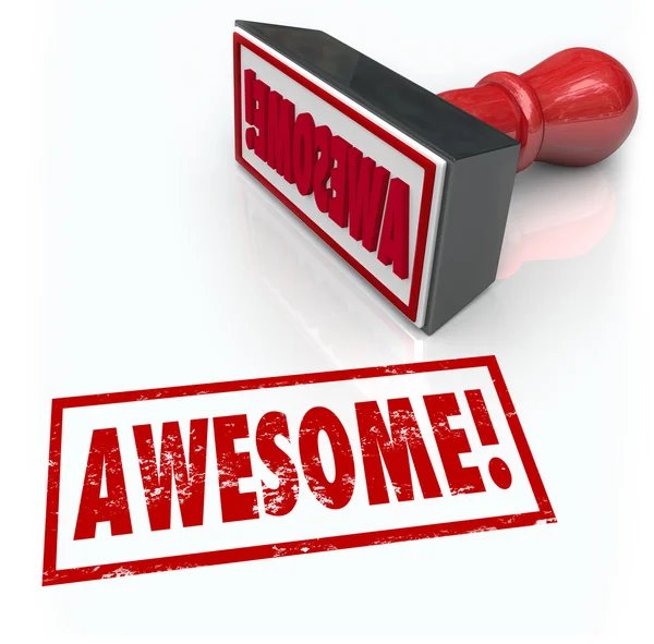 Awesome Word Rubber Stamp 3D Rating Review Feedback — Stock Photo, Image