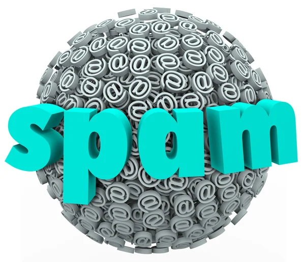 Spam ανεπιθύμητο μήνυμα ηλεκτρονικού ταχυδρομείου μάρκετινγκ μπάλα σφαίρα φόντο — Φωτογραφία Αρχείου