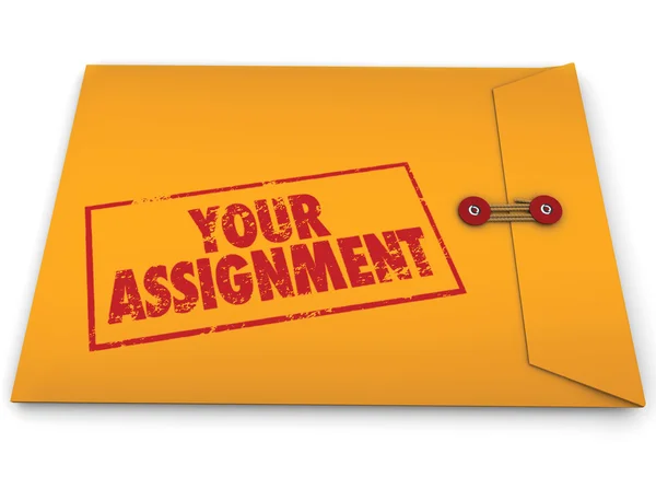 Your Assignment Task Yellow Envelope Secret Instructions — Stock Photo, Image