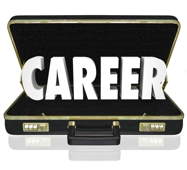 Career Word Maletín negro Nueva posición de trabajo —  Fotos de Stock