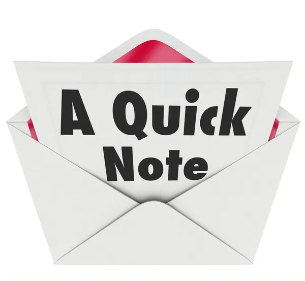 Quick Note Parole Messaggio Lettera Messaggio Notizie Aggiornamento — Foto Stock