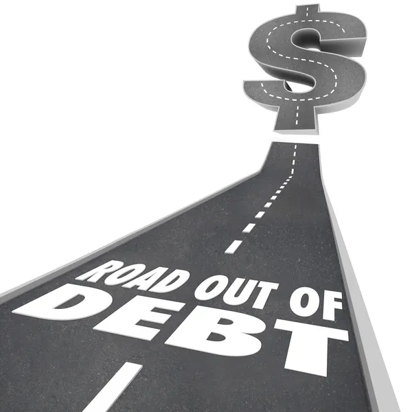 Дорога из долга Финансовая проблема Финансовая помощь — стоковое фото